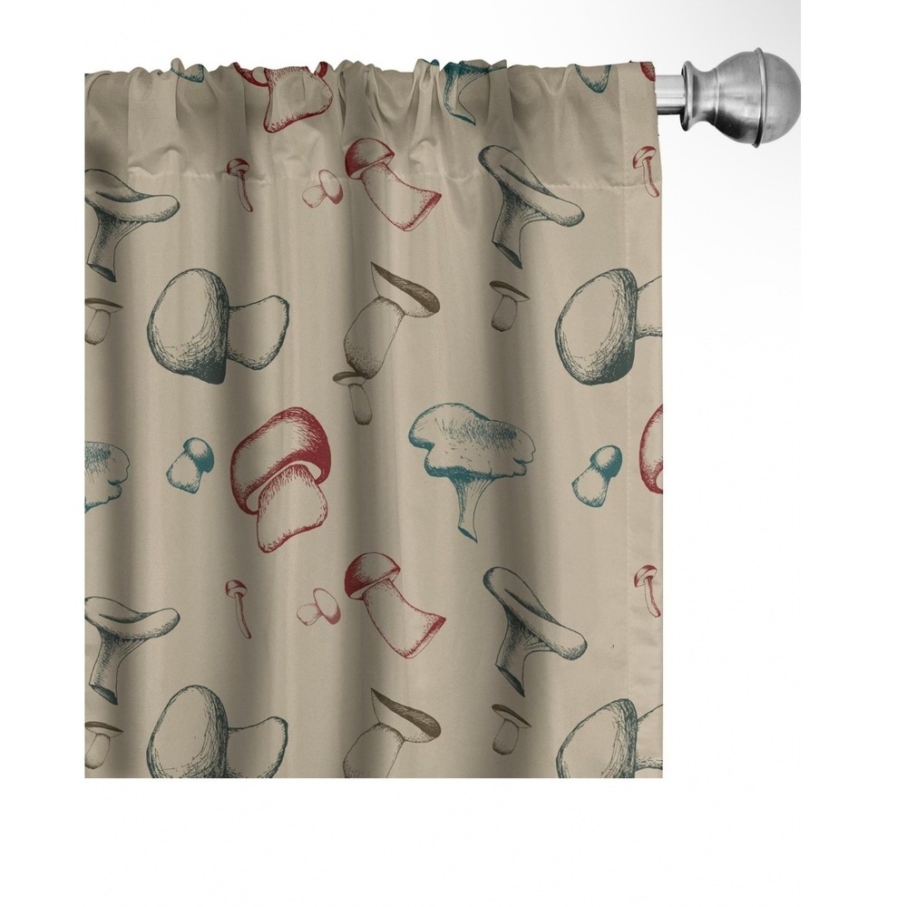 Lunarable Mushroom Curtains 2 Panel Set Sketch Art Dark Tan 28x84 X002BMD7FL